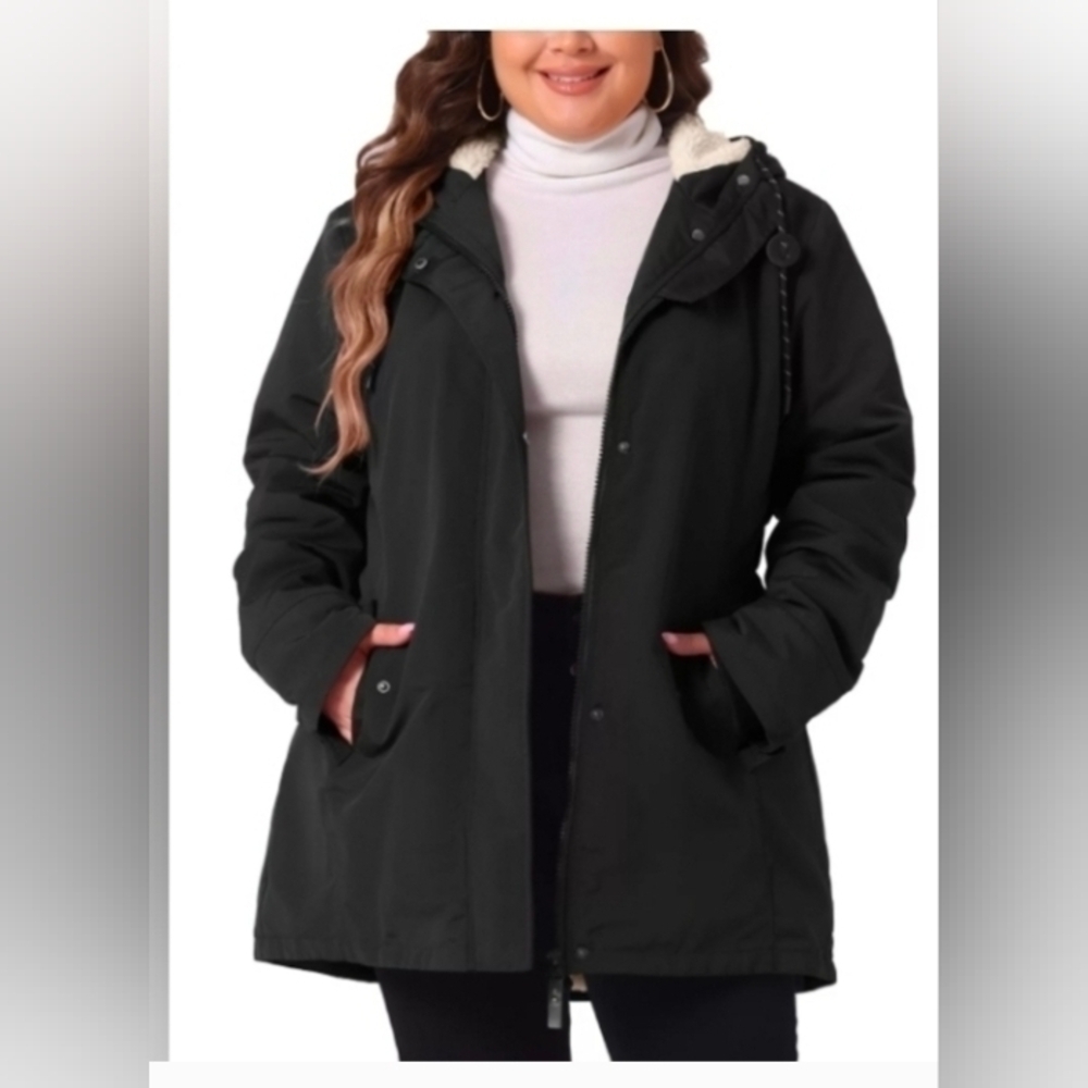 Agnes Orinda Women's Plus Size Coat Faux Lamb Fur Leather Button Down Long Sleev
